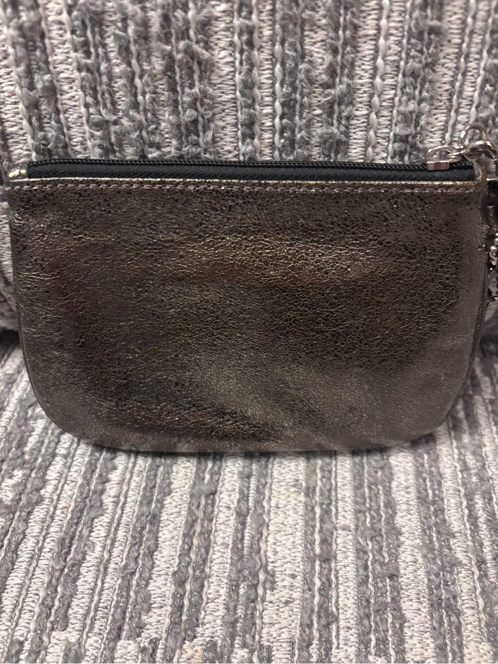 Coach Metallic Silver Leather Wristlet Clutch